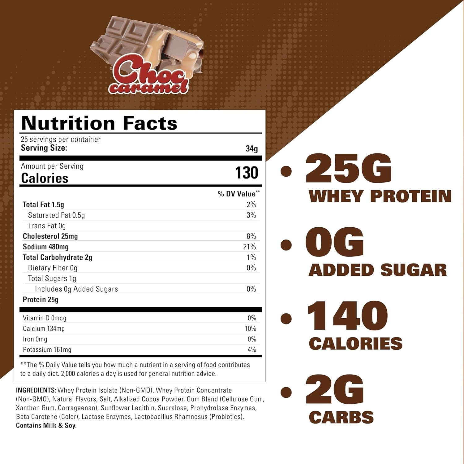 EHPLABS - Oxywhey Lean Whey Protein Powder - 100% Non-Gmo Whey Protein Blend - Chocolate Caramel - 27 Servs