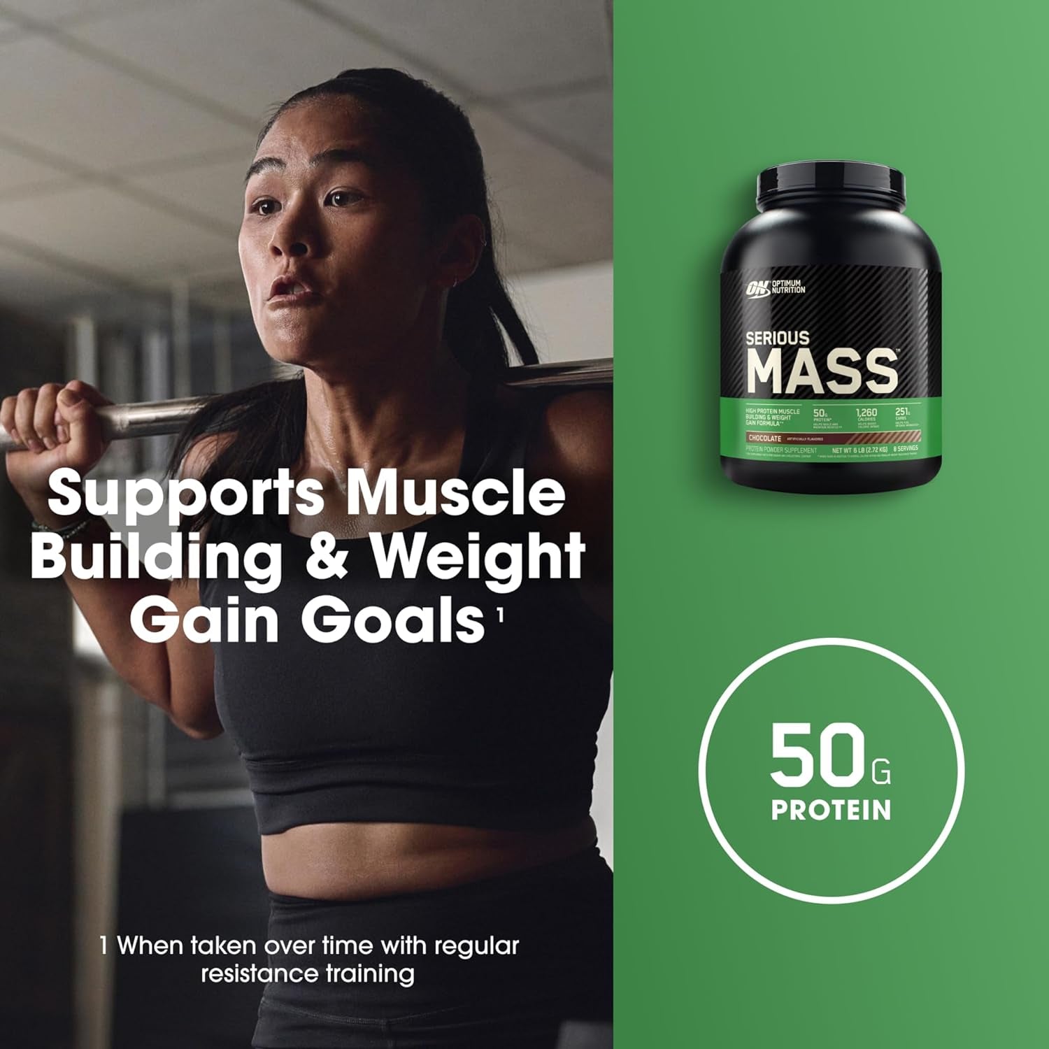 OPTIMUM NUTRITION - Serious Mass Protein Powder Gainer - Chocolate - 2.72Kg