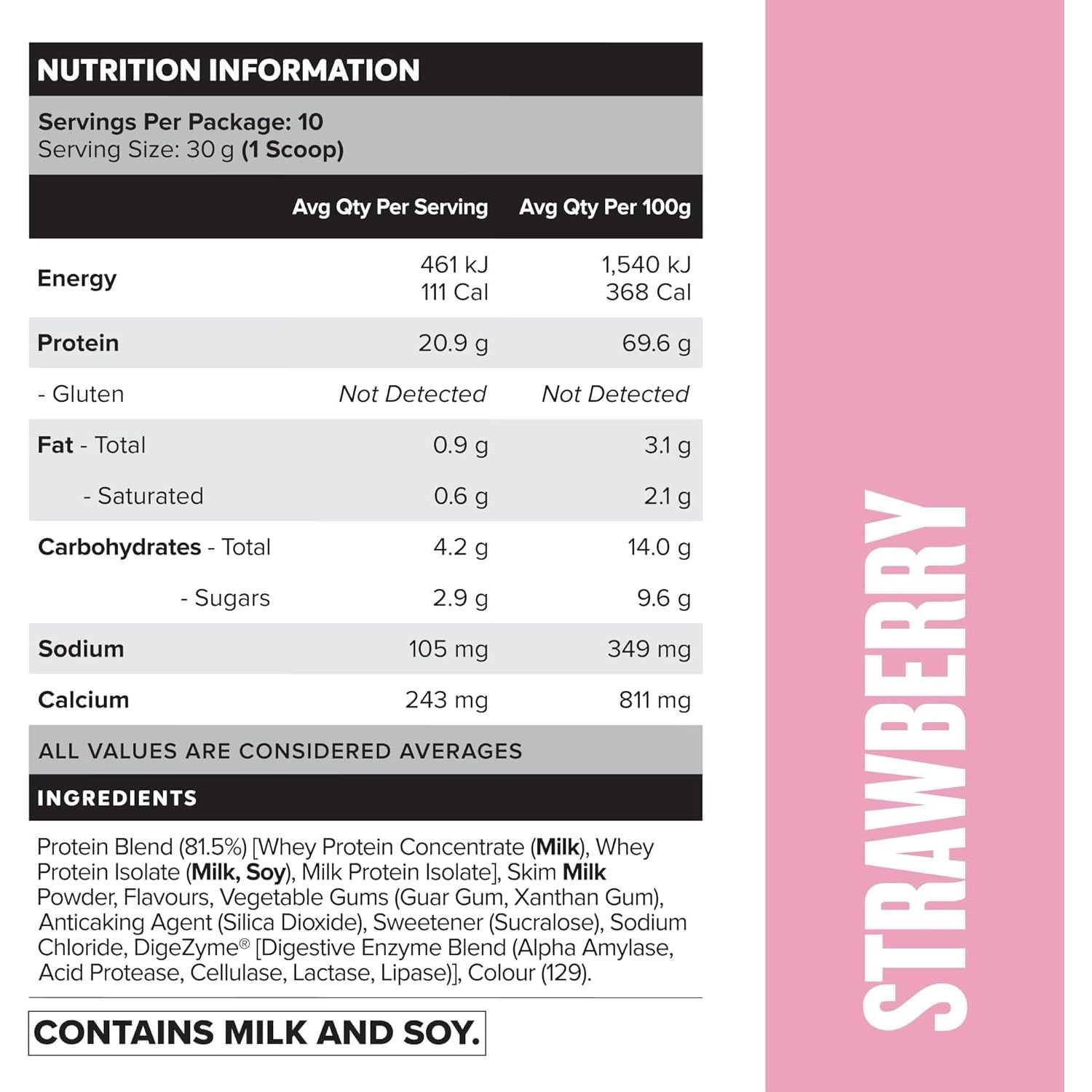 MUSCLENATION - Protein Shake - Strawberry - 300G - 10 Servs