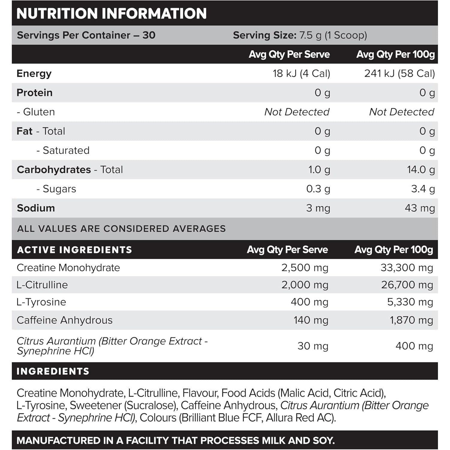 MUSCLE NATION - Pre-Workout - Grape Legacy Sport - 225g (30 Serves)