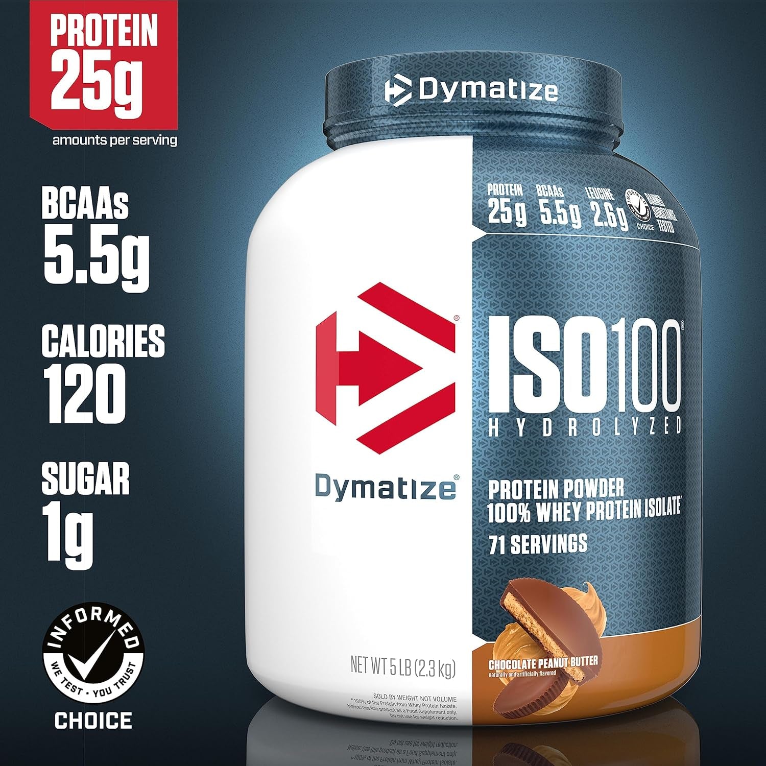 DYMATIZE - ISO 100 Hydrolyzed Whey Protein Isolate - Chocolate Peanut Butter - 2.3Kg - 71 Servs