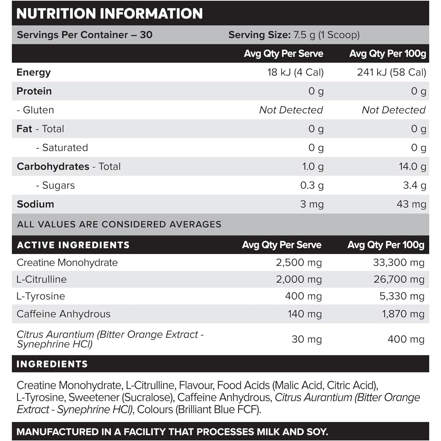 MUSCLE NATION - Pre-Workout - Lemonade Legacy Sport - 225g (30 Serves)