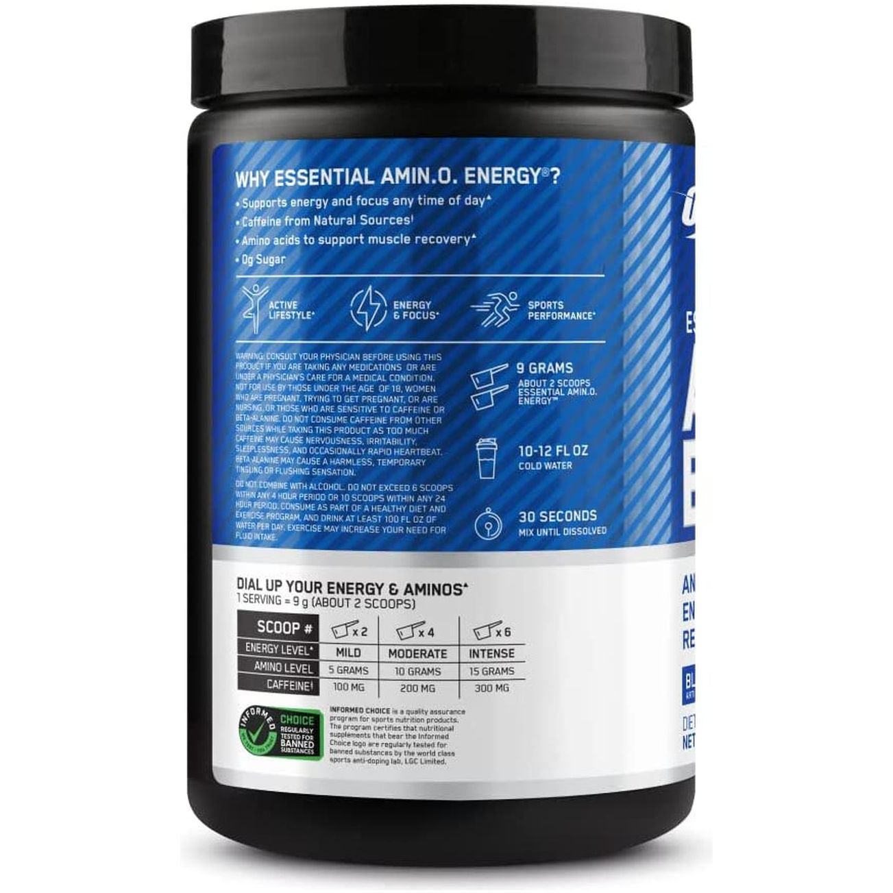 Amino Energy Powder, Blue Raspberry, 270G, 30 Servings