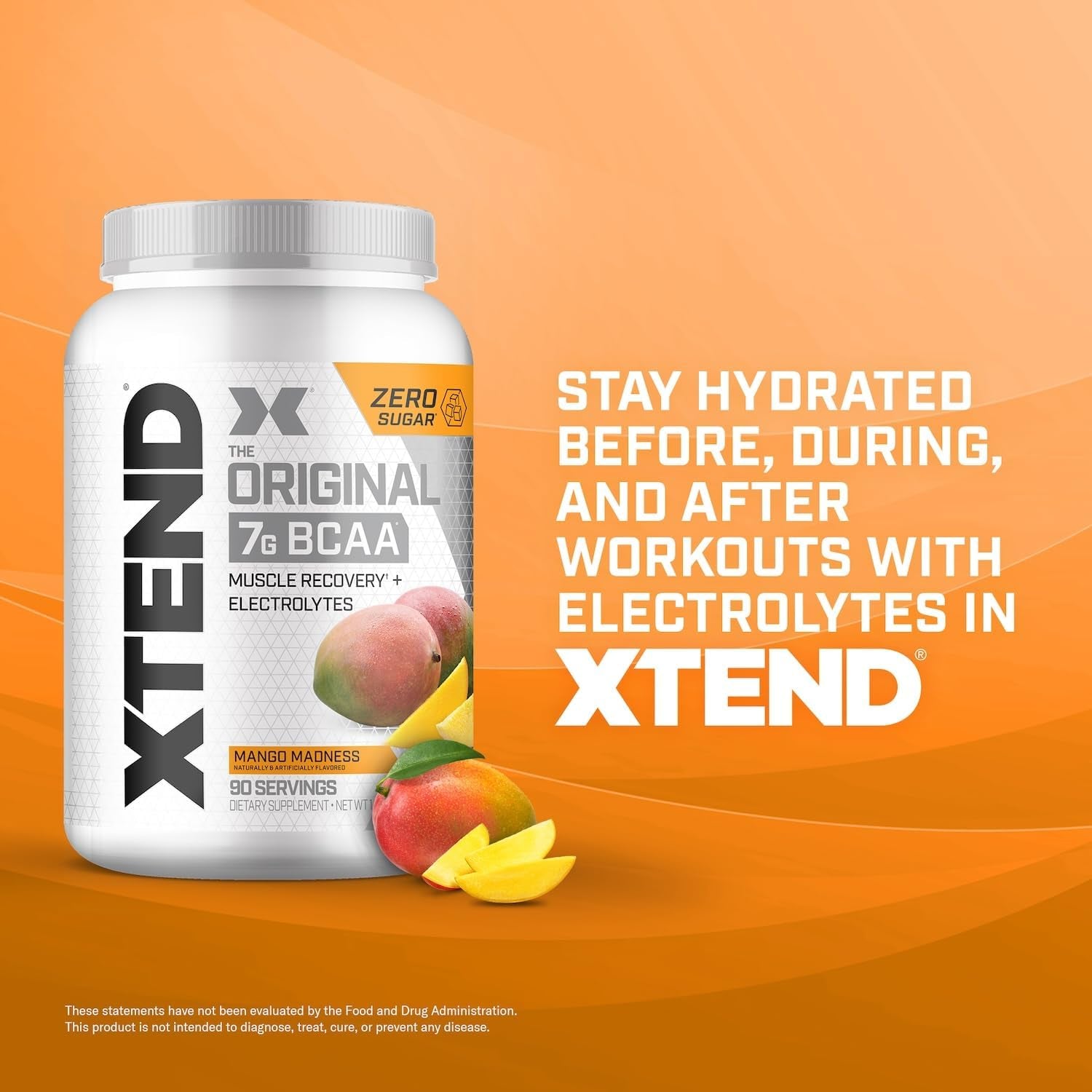 XTEND - BCAA Powder - Branched Chain Amino Acids - Mango - 90 Servs