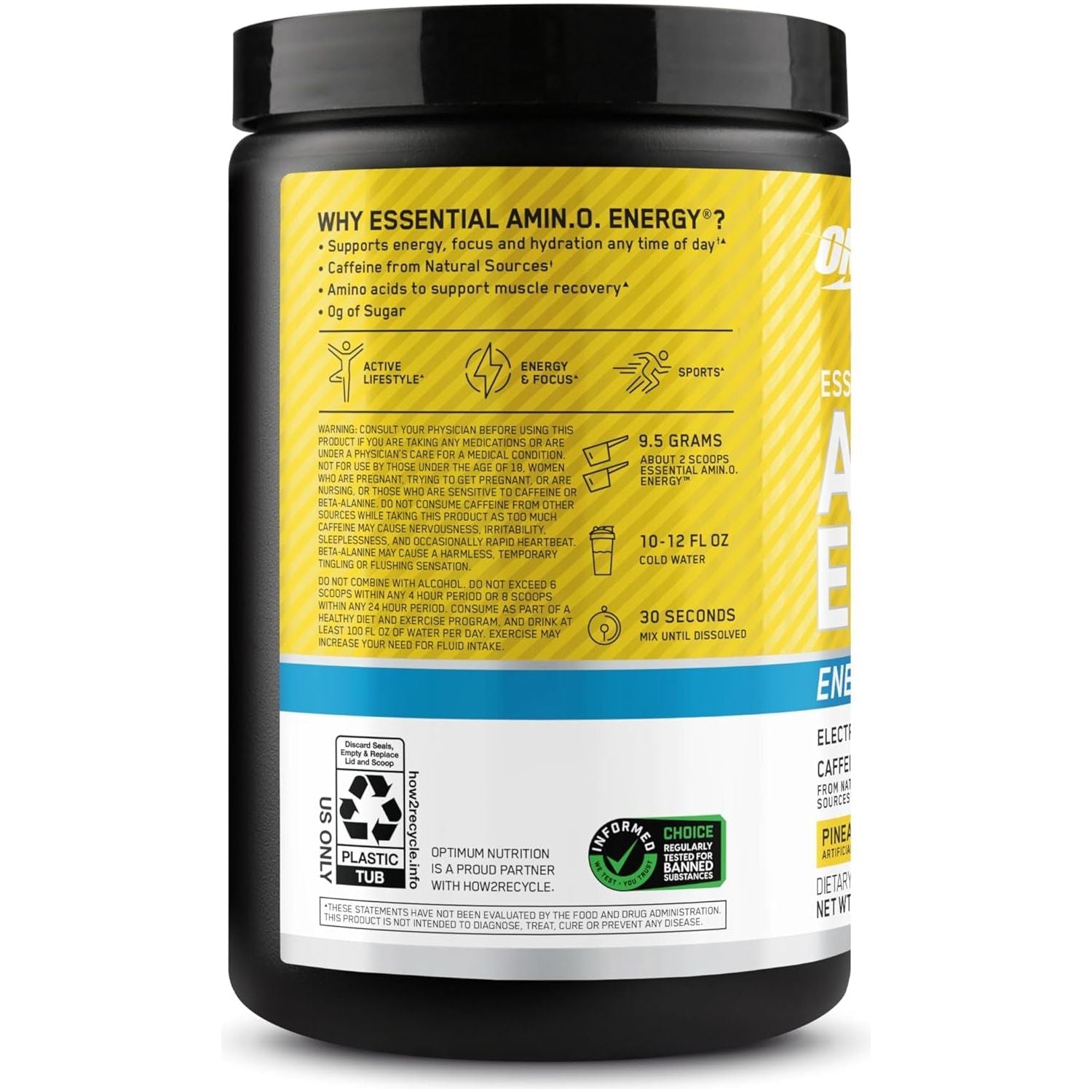 Amino Energy + Electrolytes Powder, Pineapple Twist, 285G, 30 Servings