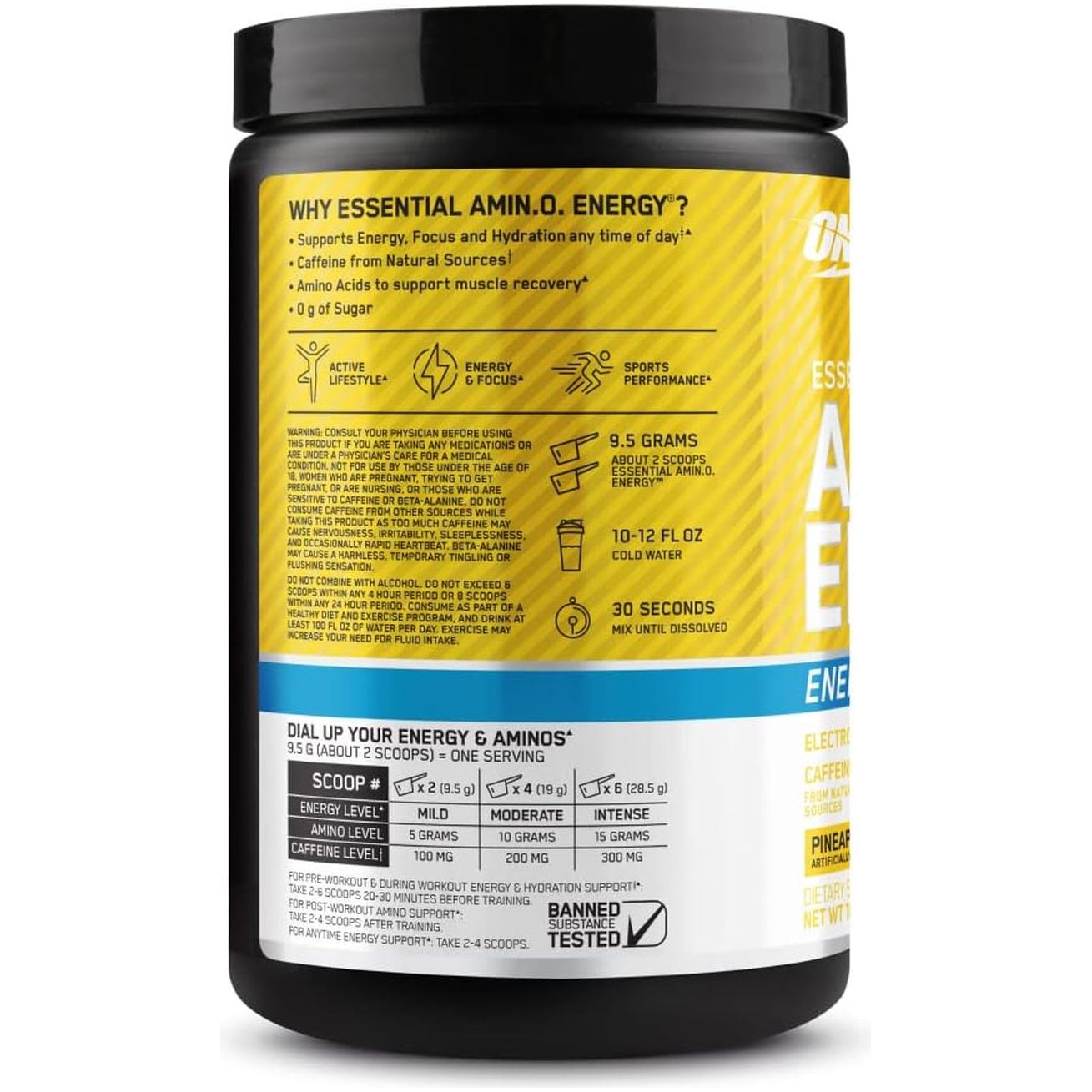 Amino Energy + Electrolytes Powder, Pineapple Twist, 285G, 30 Servings