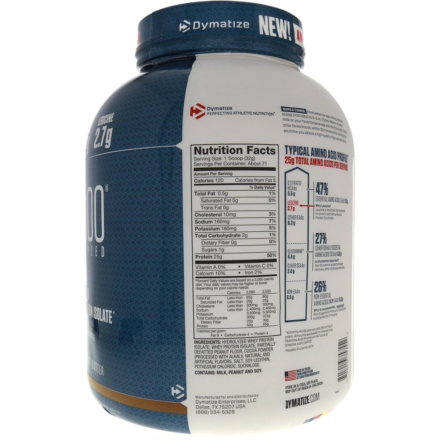 DYMATIZE - ISO 100 Hydrolyzed Whey Protein Isolate - Chocolate Peanut Butter - 2.3Kg - 71 Servs