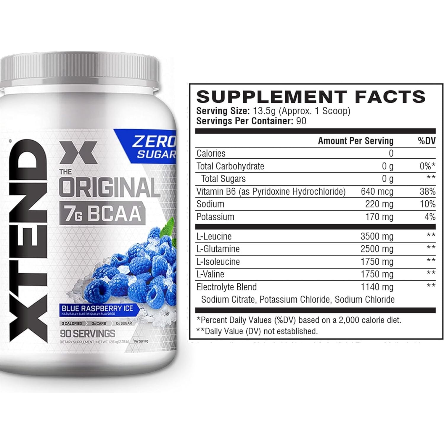 XTEND - Scivation - BCAA Powder Amino Acids - Blue Raspberry - 90 Servs