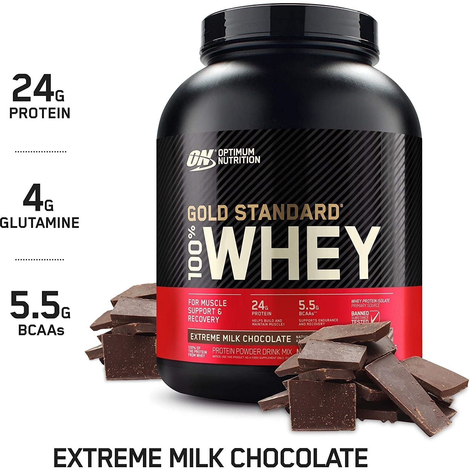 OPTIMUM NUTRITION Gold Standard - 100% Whey Protein Powder - Extreme Milk Chocolate - 2.27Kg