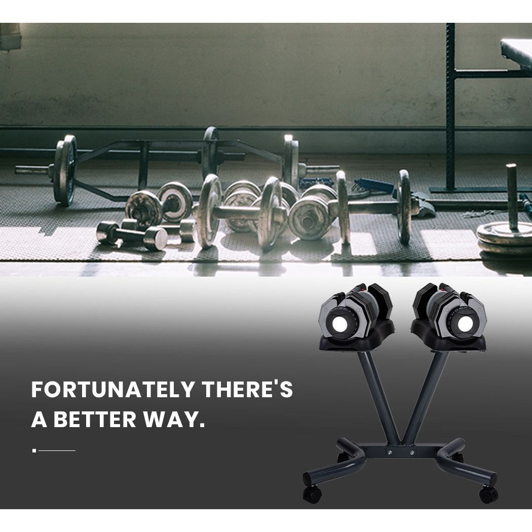 ATIVAFIT 2x 25kg Adjustable Dumbbell Set Weights Dumbbells Home Fitness Stand