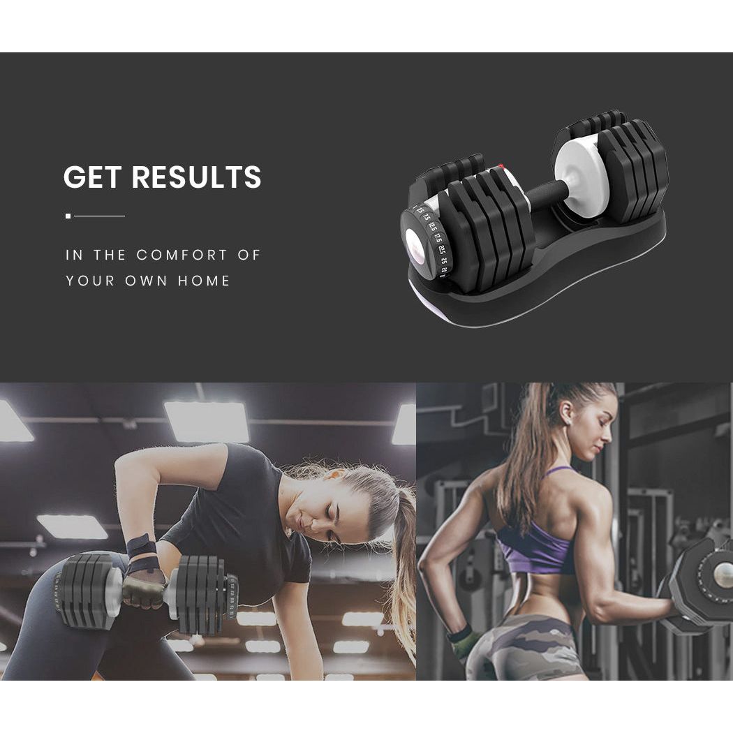 ATIVAFIT 2x 25kg Adjustable Dumbbell Set Weights Dumbbells Home Fitness Stand