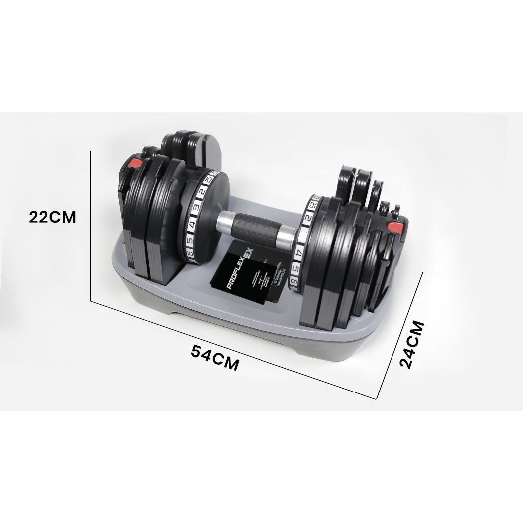 PROFLEX 2 x 25kg Adjustable Dumbbell Set Weights Dumbbells Home Gym Fitness Pair