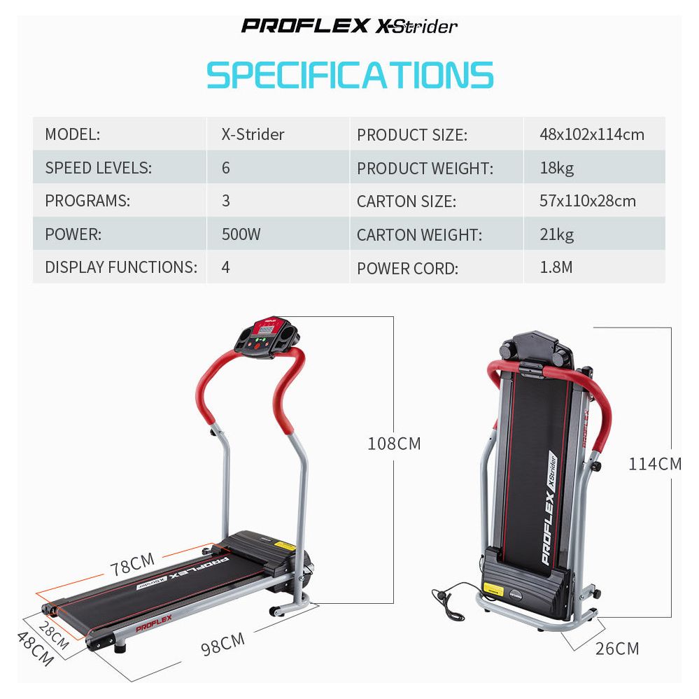 PROFLEX Electric Mini Walking Treadmill Compact Exercise Equipment Fitness Machine