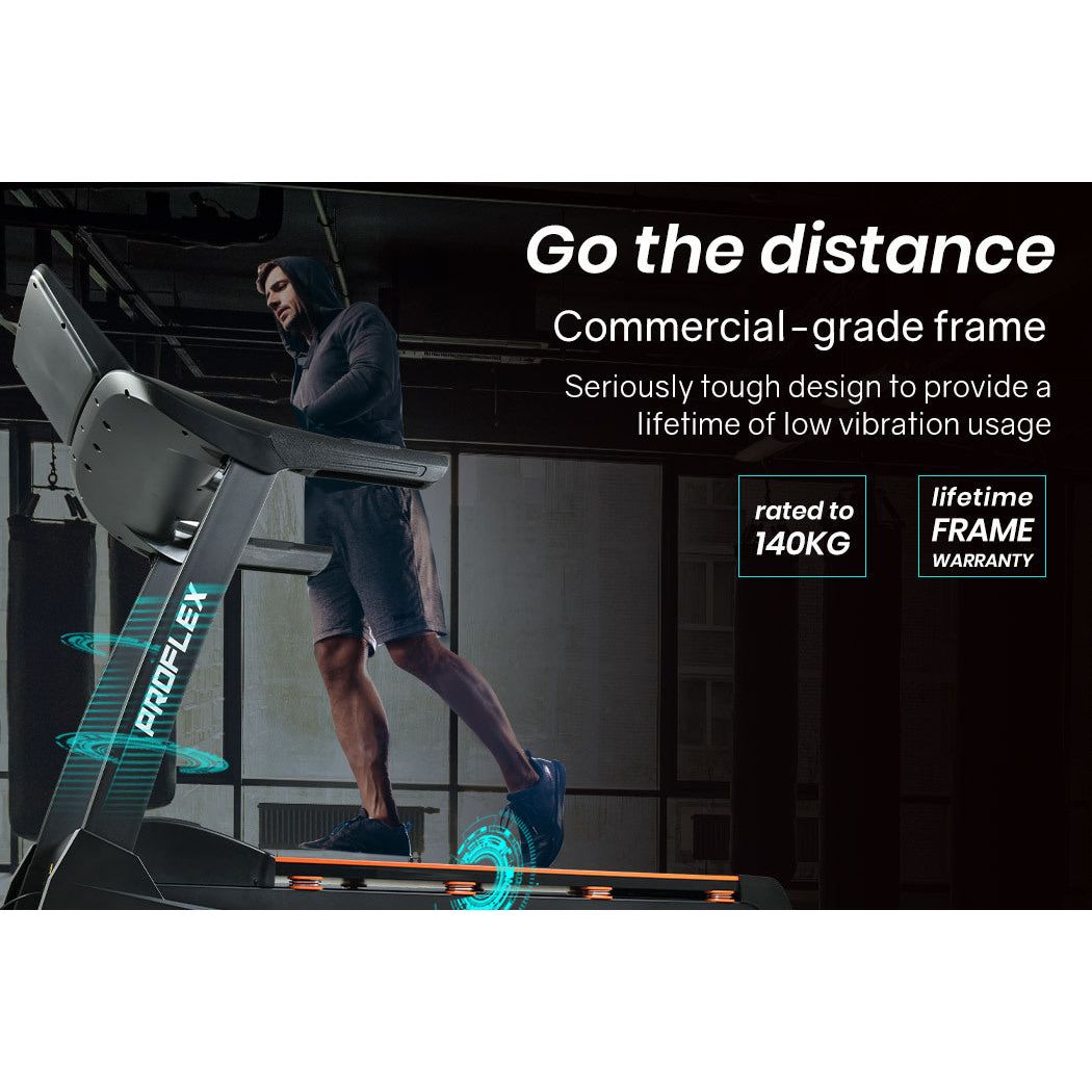PROFLEX Electric Treadmill Auto Incline Foldable Run Machine 480MM Belt Home Gym Fitness Large