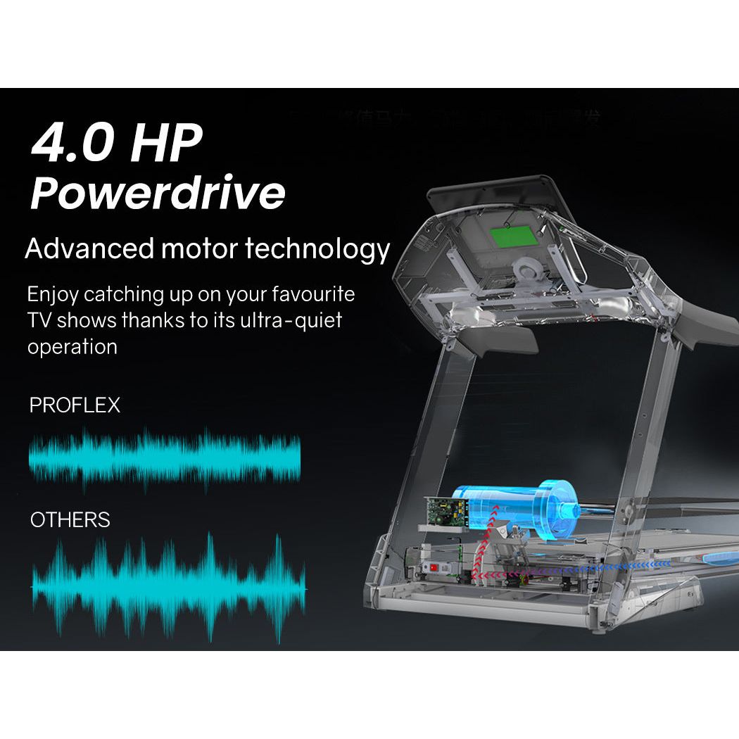 PROFLEX Electric Treadmill Auto Incline Foldable Run Machine 480MM Belt Home Gym Fitness Large