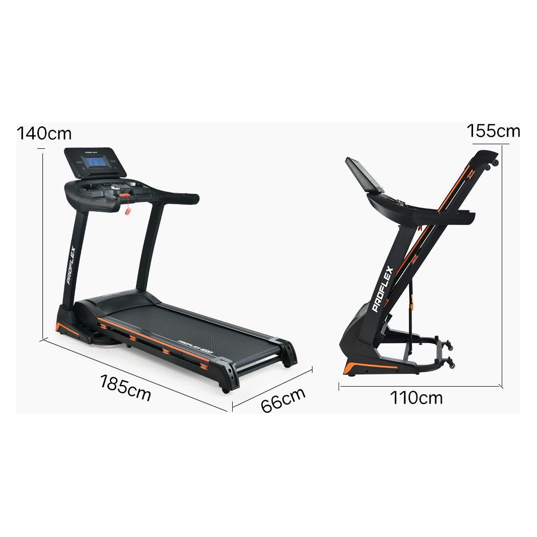 PROFLEX Electric Treadmill Auto Incline Foldable Run Machine 480MM Belt Home Gym Fitness Large