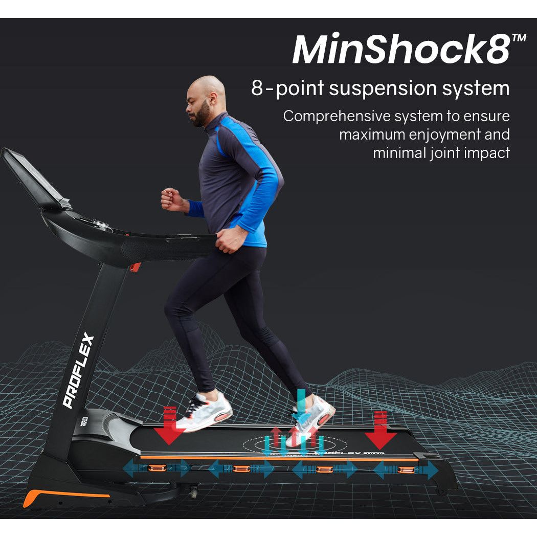 PROFLEX Electric Treadmill Auto Incline Foldable Run Machine 480MM Belt Home Gym Fitness Large