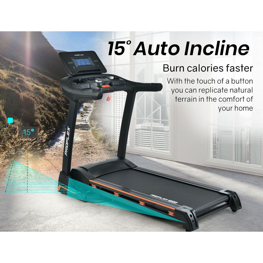 PROFLEX Electric Treadmill Auto Incline Foldable Run Machine 480MM Belt Home Gym Fitness Large