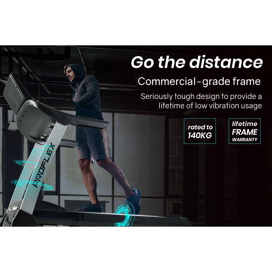 PROFLEX Electric Treadmill Auto Incline Foldable Exercise Run Machine Fitness Gym 4HP 480mm Belt