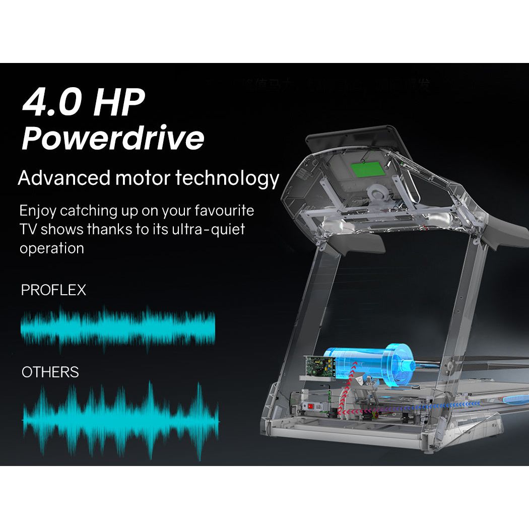 PROFLEX Electric Treadmill Auto Incline Foldable Exercise Run Machine Fitness Gym 4HP 480mm Belt