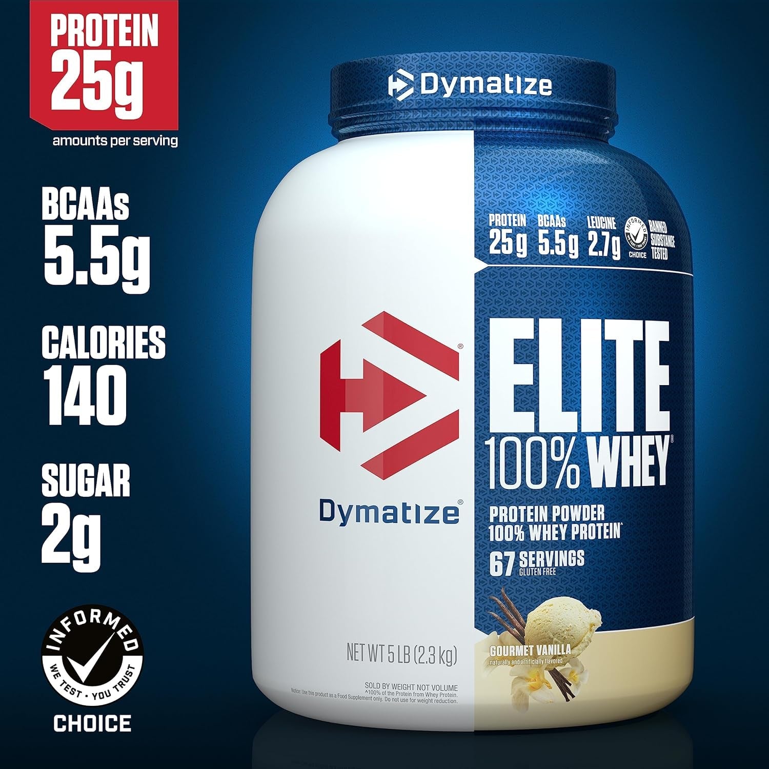 DYMATIZE - ISO 100 Hydrolyzed Whey Protein Isolate - Gourmet Vanilla - 2.3Kg - 63 Serves