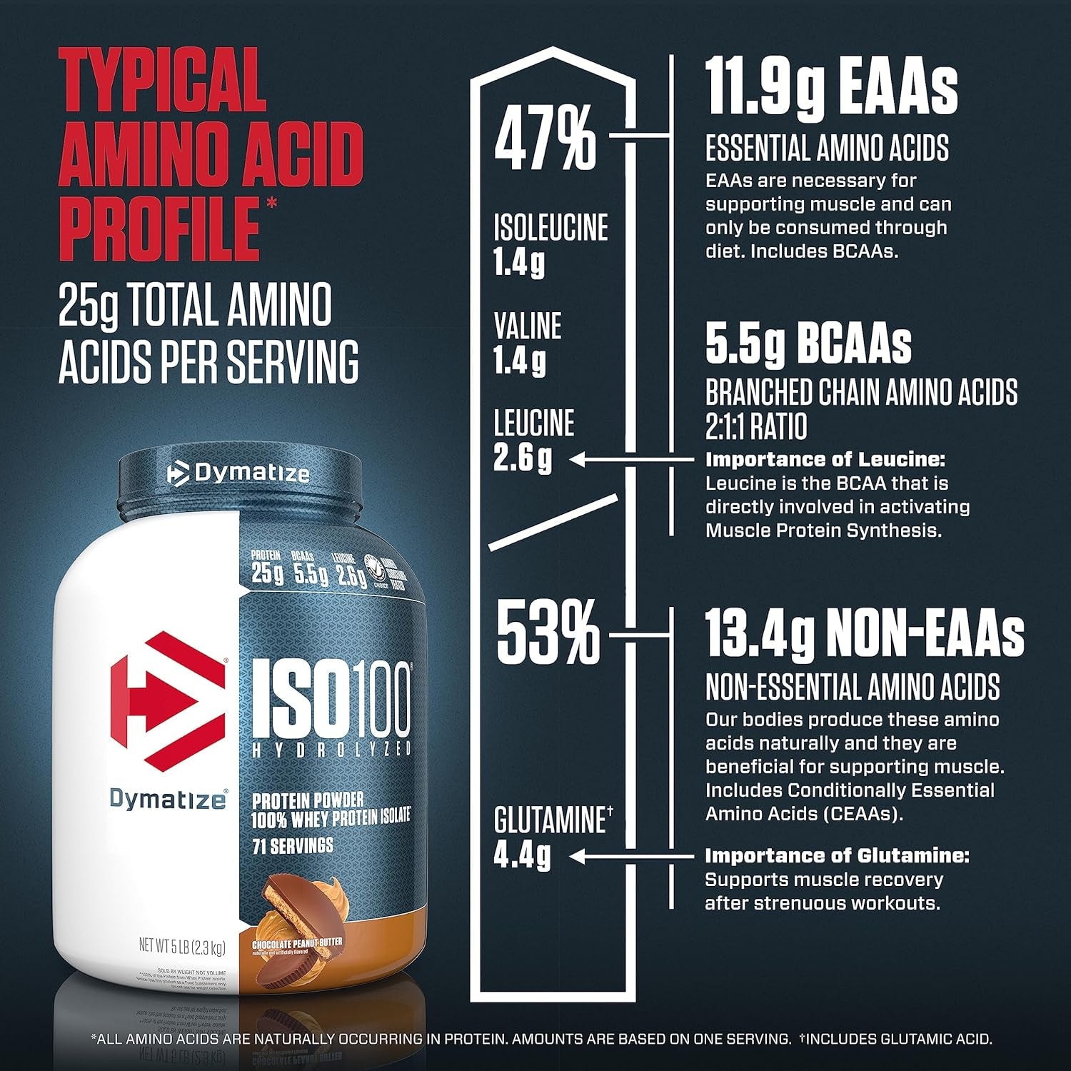 DYMATIZE - ISO 100 Hydrolyzed Whey Protein Isolate - Chocolate Peanut Butter - 2.3Kg - 71 Servs