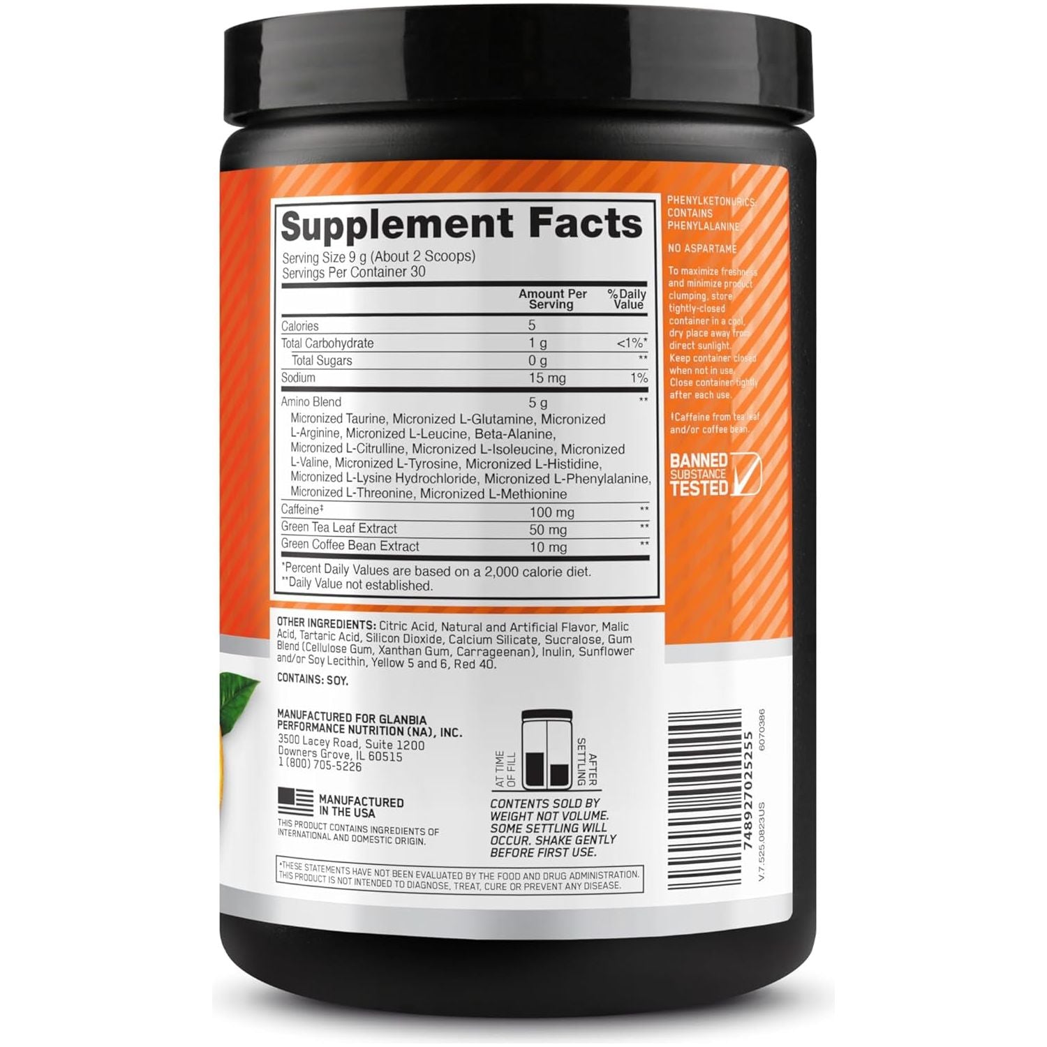 Amino Energy Powder, Orange 270G 30 Servings