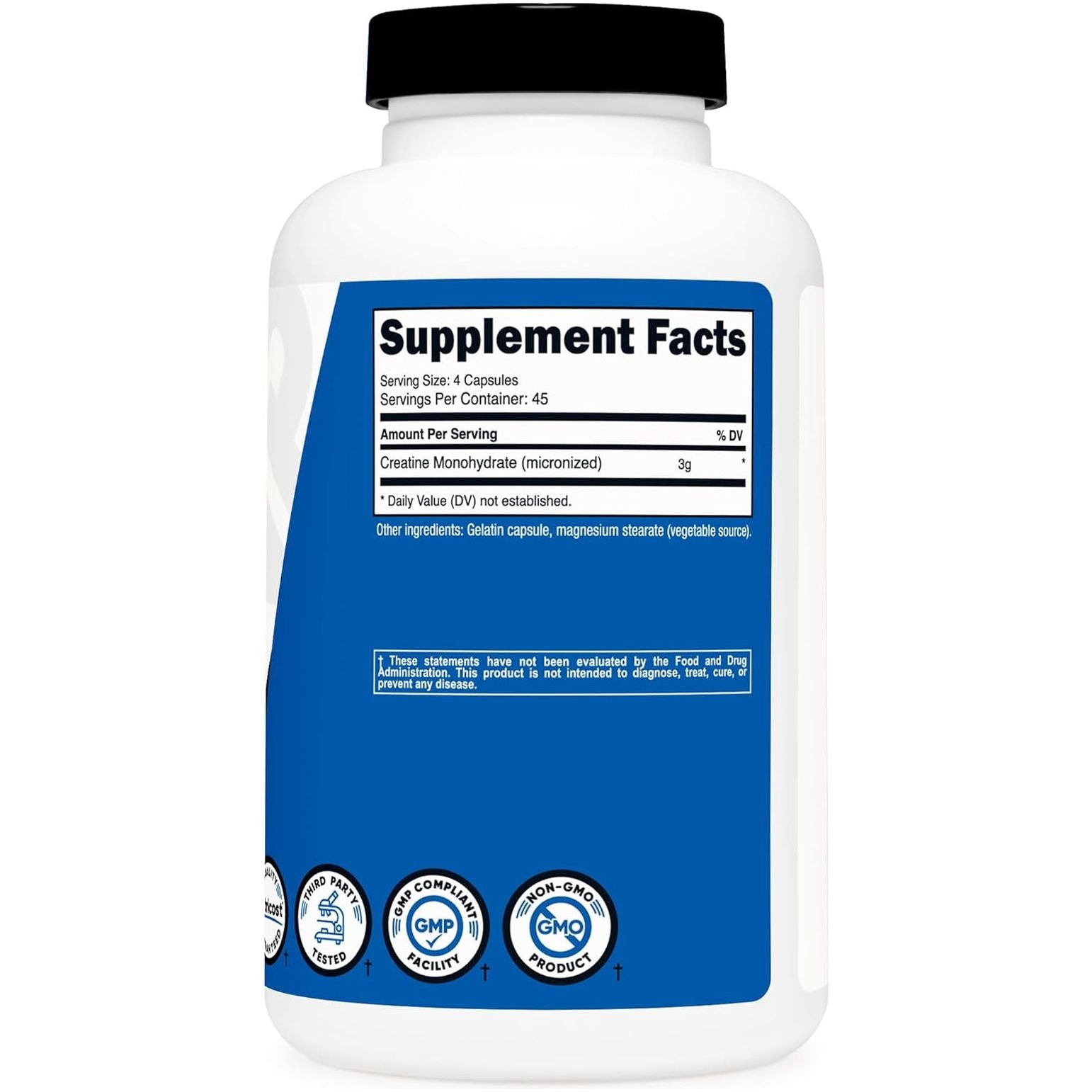 Creatine Monohydrate 3,000Mg, 180 Capsules (750Mg per Capsule) - Gluten Free, Non-Gmo