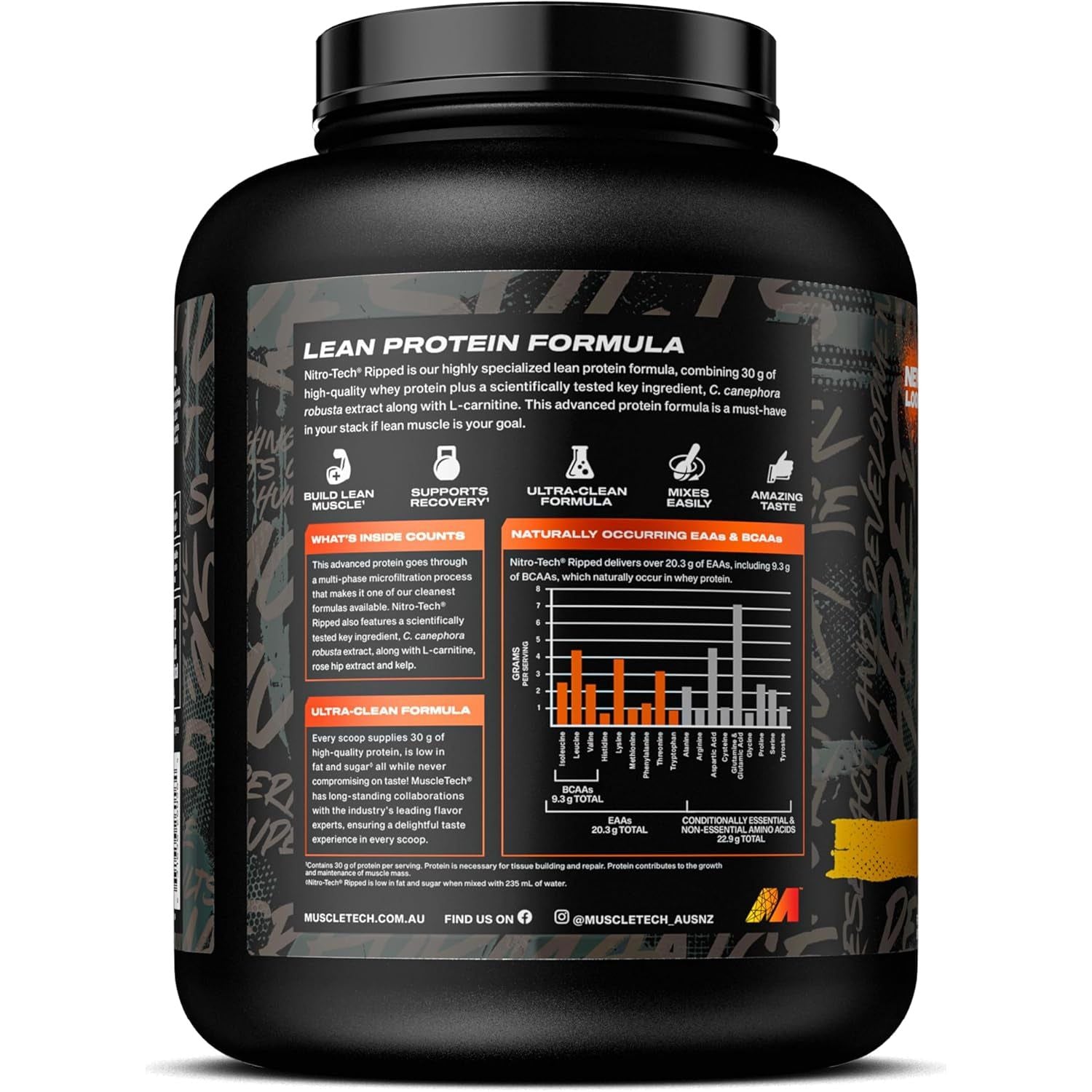 MUSCLETECH - Nitro Tech Ripped Protein Powder - Milk Chocolate - 1.81 Kg