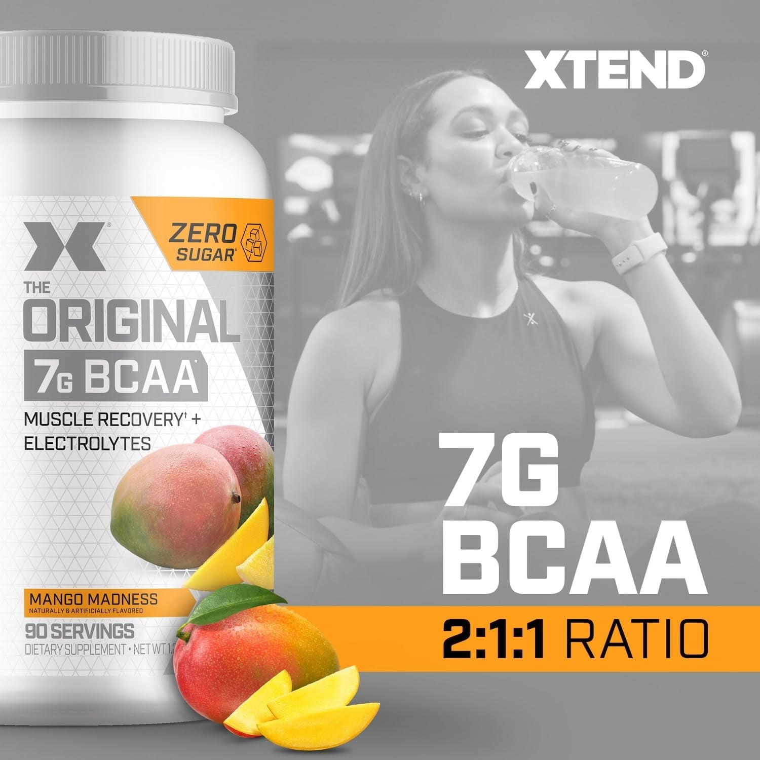 XTEND - BCAA Powder - Branched Chain Amino Acids - Mango - 90 Servs