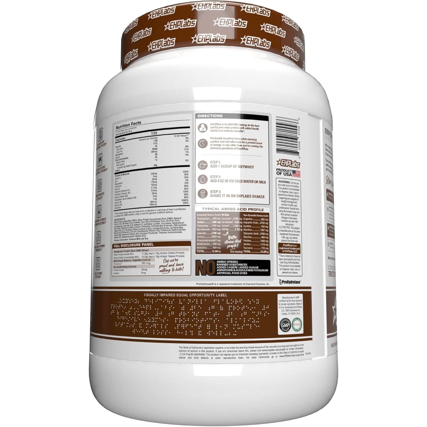 EHPLABS - Oxywhey Lean Whey Protein Powder - 100% Non-Gmo Whey Protein Blend - Chocolate Caramel - 27 Servs